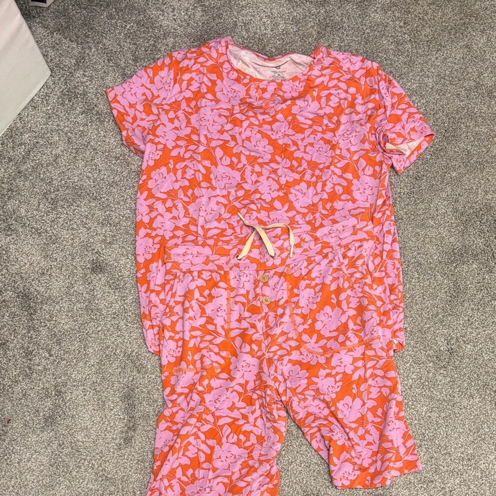 Lates By Kate Orange and Pink Pajama Set